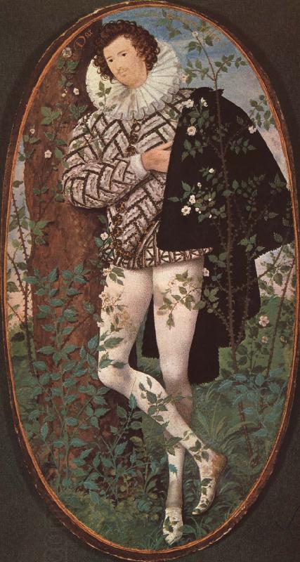 unknow artist An unknown youth leaning against a tree among roses oil painting picture